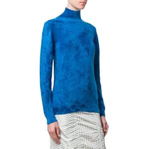 MARNI Women's Chenille Turtleneck Sweater in Blue Size 40 Made in Italy